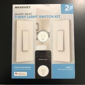 New Merkury Innovations Smart Wi-Fi 3 Way Light Switch Kit Control Anywhere.